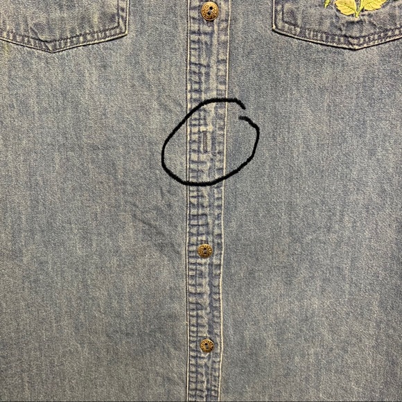 Vintage 90s Embroidered Denim Jean Button Down - Picture 13 of 14